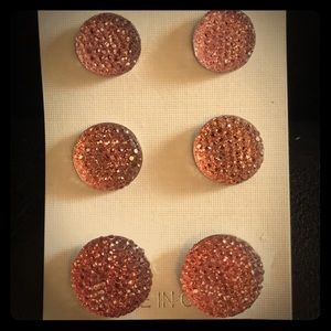 Set of 3 Round Rhinestone Stud Earrings | Rose Gold Sparkly | NWT